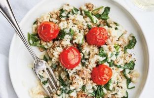 Spinazierisotto met shiitake & cherrytomaten