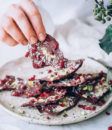 Chocolade bark met cranberry’s & pistache